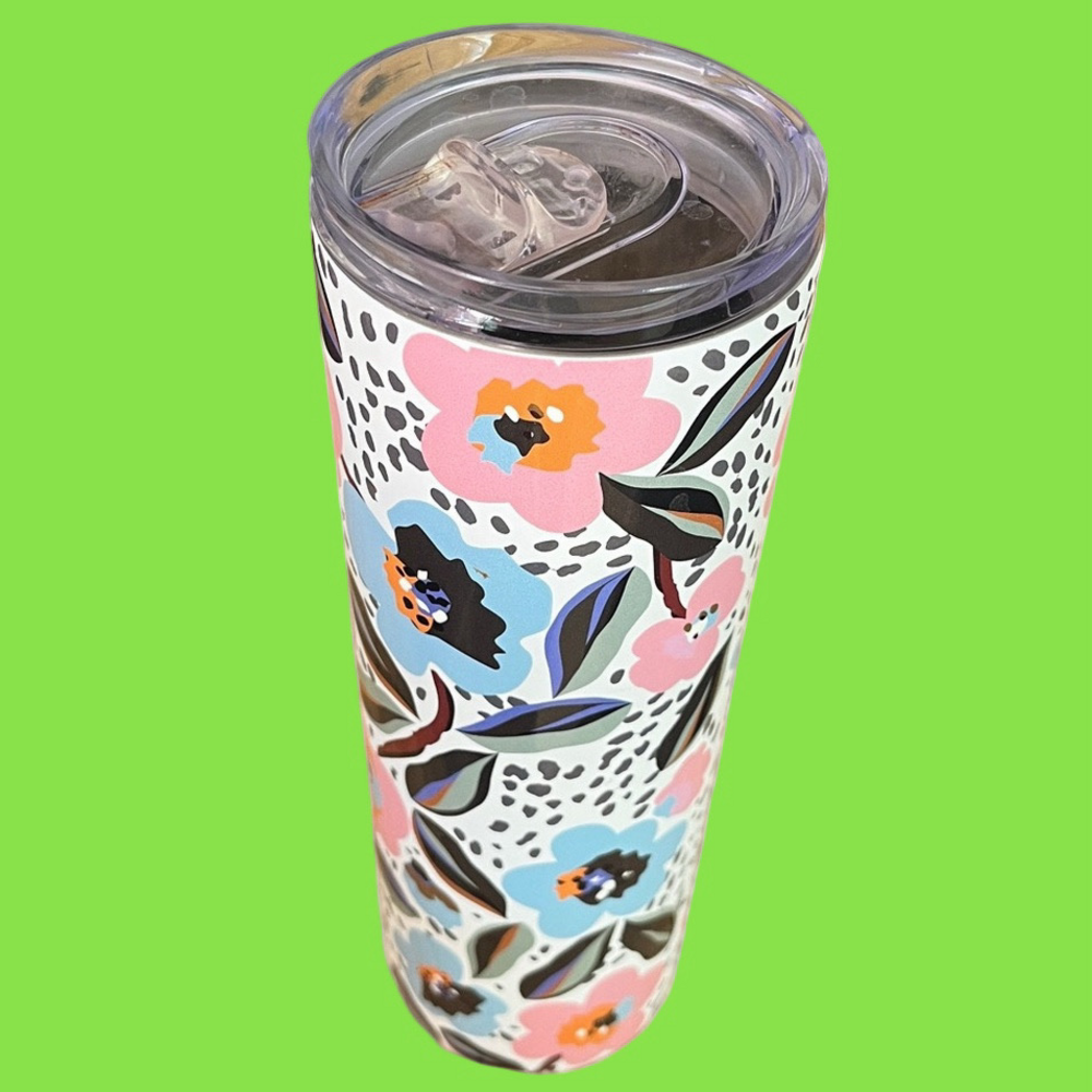 Modern Expressions 22oz Floral Print Stainless Steel Tumbler NWOT